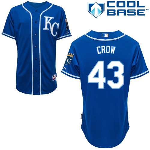 Aaron Crow #43 Youth Baseball Jersey-Kansas City Royals Authentic 2014 Alternate 2 Blue Cool Base MLB Jersey